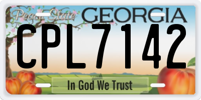 GA license plate CPL7142