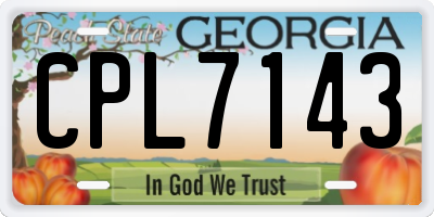 GA license plate CPL7143