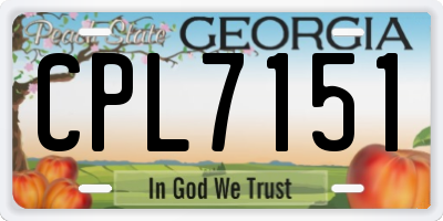 GA license plate CPL7151