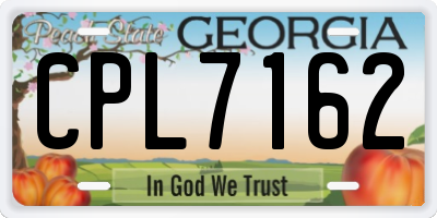 GA license plate CPL7162