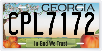 GA license plate CPL7172