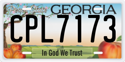GA license plate CPL7173