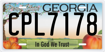 GA license plate CPL7178