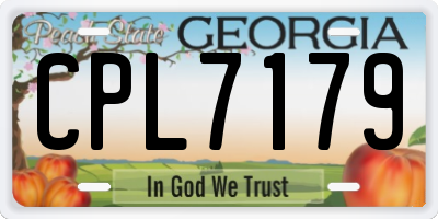 GA license plate CPL7179
