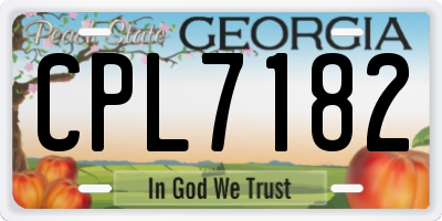 GA license plate CPL7182