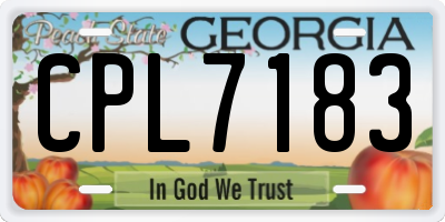 GA license plate CPL7183