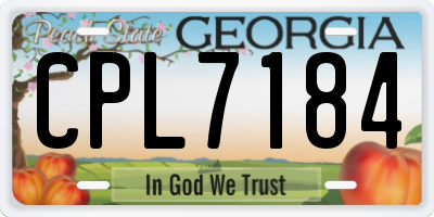 GA license plate CPL7184