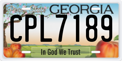 GA license plate CPL7189