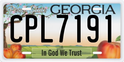 GA license plate CPL7191