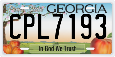 GA license plate CPL7193