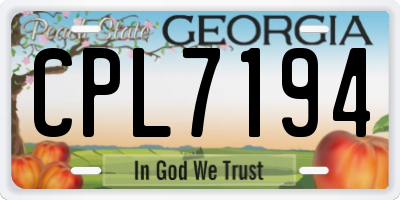 GA license plate CPL7194