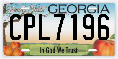 GA license plate CPL7196