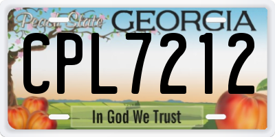 GA license plate CPL7212