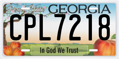 GA license plate CPL7218