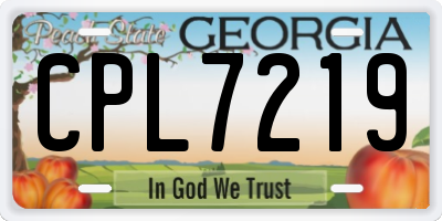 GA license plate CPL7219