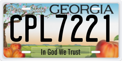 GA license plate CPL7221