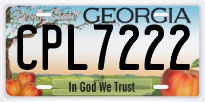 GA license plate CPL7222
