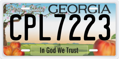 GA license plate CPL7223