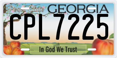 GA license plate CPL7225