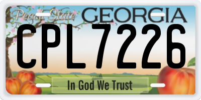 GA license plate CPL7226