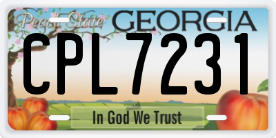 GA license plate CPL7231