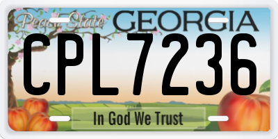 GA license plate CPL7236
