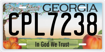 GA license plate CPL7238