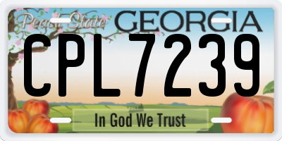 GA license plate CPL7239