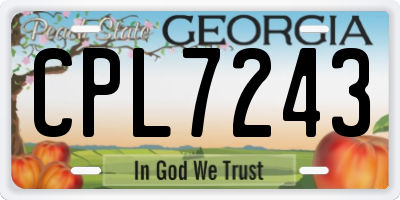 GA license plate CPL7243
