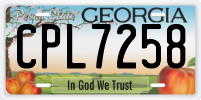 GA license plate CPL7258