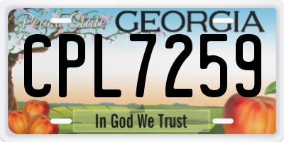 GA license plate CPL7259