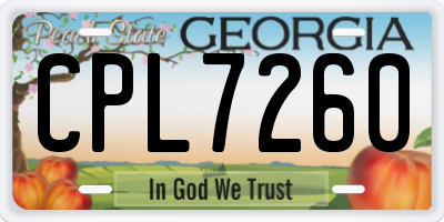GA license plate CPL7260