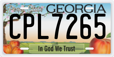 GA license plate CPL7265