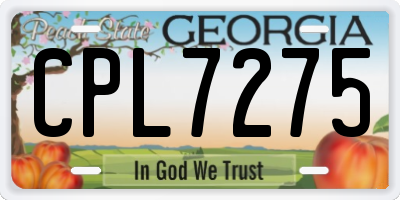 GA license plate CPL7275