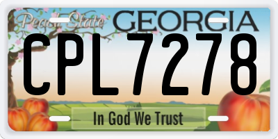 GA license plate CPL7278