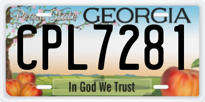 GA license plate CPL7281