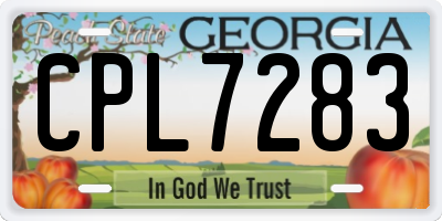 GA license plate CPL7283