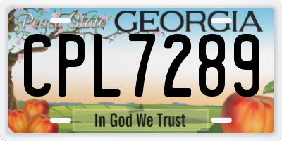 GA license plate CPL7289