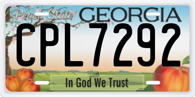 GA license plate CPL7292