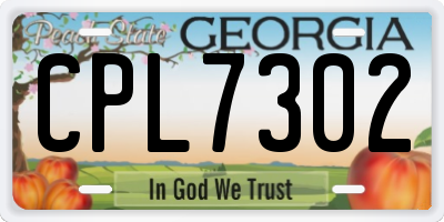 GA license plate CPL7302