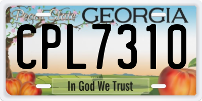 GA license plate CPL7310