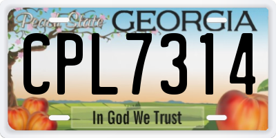 GA license plate CPL7314