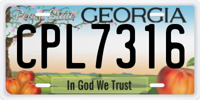 GA license plate CPL7316