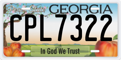 GA license plate CPL7322