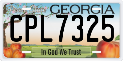 GA license plate CPL7325
