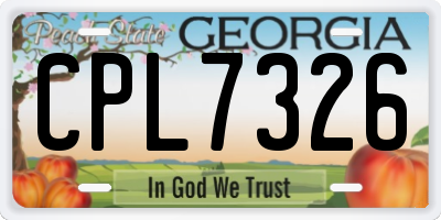 GA license plate CPL7326