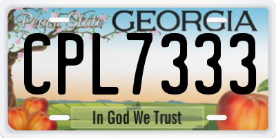GA license plate CPL7333