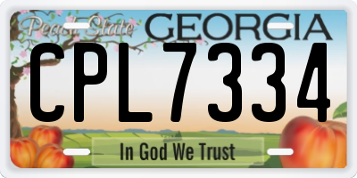 GA license plate CPL7334
