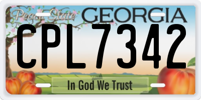 GA license plate CPL7342