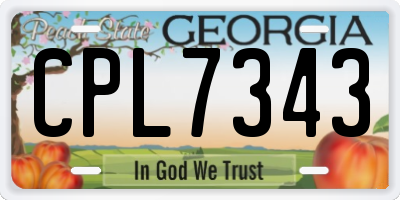 GA license plate CPL7343